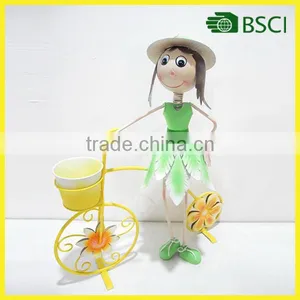 24" H Girl Planter With Bicycle for Sping Home Decor thumbnail-1