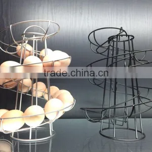 Novelty ECO-friendly Iron Wire Black Silver Metal Egg Stand Rack Spiral Egg Holder for Kitchen Storage thumbnail-2