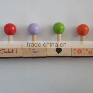 Custom Logo Kids DIY Craft Rubber Wooden Stamp With Ink Pad thumbnail-1
