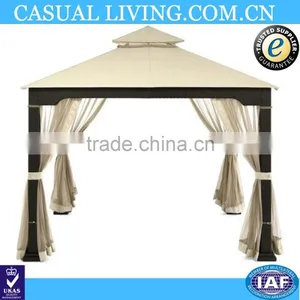 10' x 10' Rattan Metal Patio Gazebo With Mosquito Net thumbnail-1