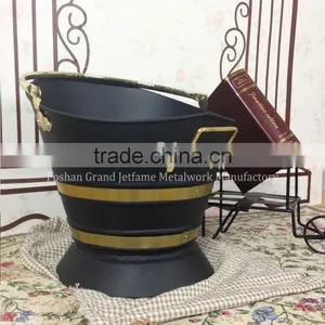 New Design Durable Fireplace Coal Bucket Powder Coated Black Metal Coal Bucket thumbnail-3