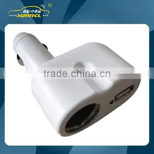 CE Approval 2 USB White Car Charger Cigarette Lighter Adapter Socket for IPhone , Tablet thumbnail-1