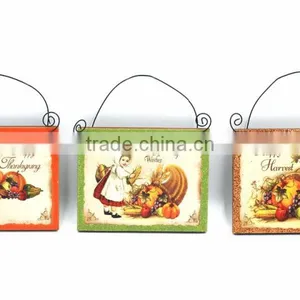 2017 New Design Cute Thanksgiving Day Pumpkin Printing Wood Craft Decorative Wall Plaque thumbnail-2