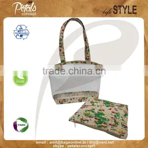 See Through PVC/ PP Laminated Juco Bag With Pouch thumbnail-4