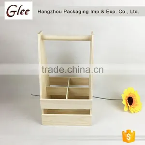 Unfinished 4 Bottles Beer Storage Crate Wooden Wine Crate thumbnail-1