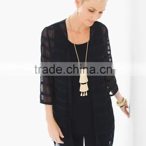 Women's Sheer Black Mesh Lace Shirt thumbnail-1