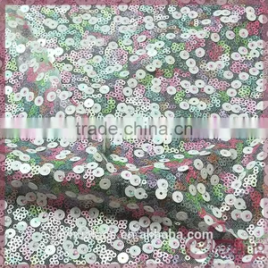 Colorful Wholesale Cheap Allover Sequin Lace Fabric for Party Dress thumbnail-4