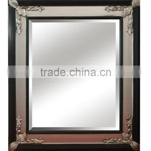 Black and Silver Rectangle Wood Mirror Frame thumbnail-1