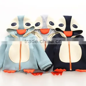 Super Cute Childrens Penguin Pattern Hoodie Biker Jacket thumbnail-1