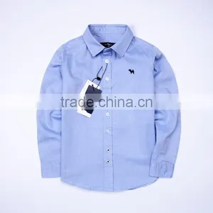 Wholesale Children Boy t Shirts Plain Lapel Long Sleeve Shirts for Biger Boy thumbnail-4