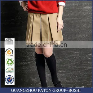 British Student Girl Khaki Skirt Pleated Scotland School Children Skirt Custom thumbnail-1