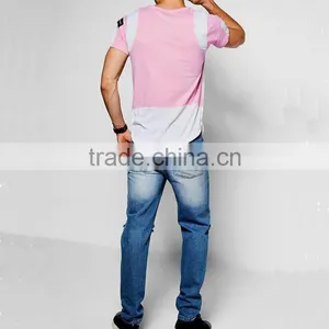 Custom Made Men's Casual Colour Block T-shirt Guys Designer Cool t Shirts With Zip Detail thumbnail-4