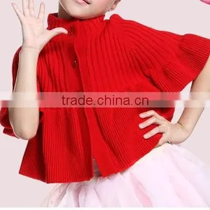Fashion Design Batwing Sleeve Hooded Kids Girls Poncho Sweater thumbnail-2