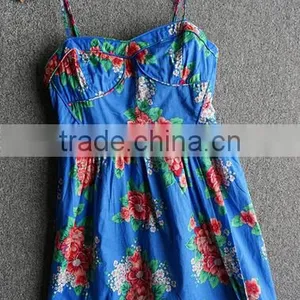 Latest Ladies Dresses Strap Cotton Dress Beach Dress for Girl thumbnail-1