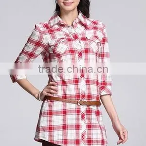Bulk Wholesale 22 Colors Girl's Plaid Flannel Shirt Female Long-sleeved Plaid Shirt thumbnail-4