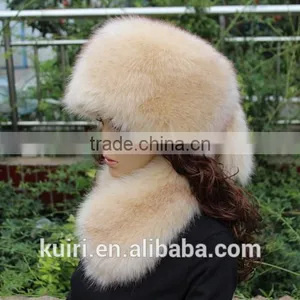 High Quality Winter Warm Women Lady Soft Faux Fox Fur Cossak Hat Cap Ski Beanie thumbnail-4