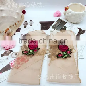 WS-2 Hot Fashion New Style Women Ultrathin Sheer Embroider Rose Flowers Fishnet Socks Breathable Mesh Summer Hosiery thumbnail-4