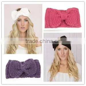 Wholesale Oversize Knit Headband With Bow Winter Headband for Women thumbnail-1