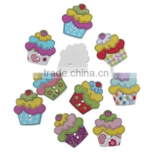 Scrapbooking Cupcake At Random Two Holes Wood Sewing Button For Child thumbnail-1