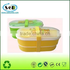 High Quality Custom Plastic Printing Plastic Bento Lunch Box With Tie thumbnail-1