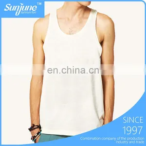 Men's Wholesale Polyester Blank White Tank Tops thumbnail-1