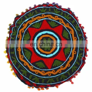 Suzani Cushion Cover Embroidered Decorative Pillow Cover Boho Indian Handmade thumbnail-1
