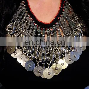 Afghan Necklace -Kuchi Necklace -Afghan Belly Dance Coin Necklace - Afghani Beaded Necklace -Tribal Necklace thumbnail-1