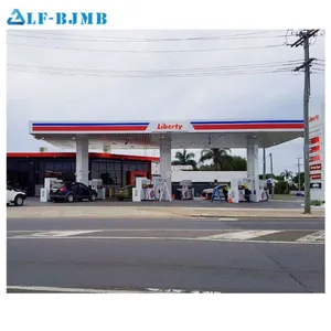 High Standard Design Light Weight Steel Space Frame Service/Gas/Petrol Station Canopy thumbnail-3