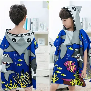 New Children Cute Cartoon Hooded Cloak Beach Towel Animal Printed Microfiber Baby Boys Girls Kids Swimming Bath Towel 120x60cm thumbnail-1