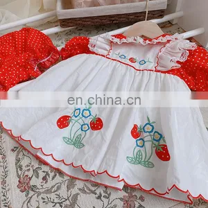 Arrivals Baby Strawberry Dress Shirt Bread Shorts Set Summer Short Sleeve Dress Clothes Toddler Girl Clothes thumbnail-5