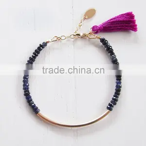 2015 Fashion New White Crystal Beads Bracelet Tassel Charm Bracelet With Brass Tube thumbnail-4
