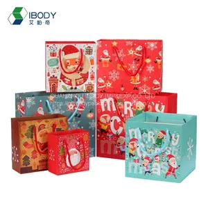 Custom White Cardboard Christmas Bag Printing Luxury Eco-friendly Handle Art Cardboard Gift Shopping Paper Bag thumbnail-1