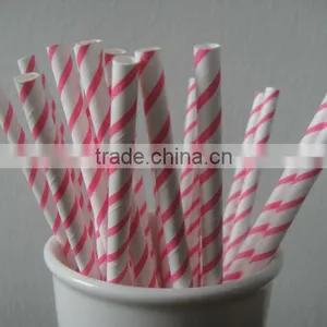 Thin Stripe Lime Pink Paper Straws thumbnail-1