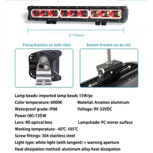 Super Bright 28 Inch 180W Off Road 6D Driving Beam Led Light Bar With Red Green Blue Amber White Daytime Running Light Optional thumbnail-5