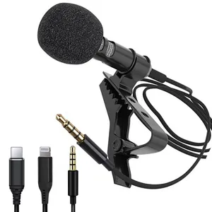 1.5m Mini Portable Microphone Condenser Clip-on Lapel Lavalier Mic Wired Mikrofo/Microfon for Phone for Laptop thumbnail-2