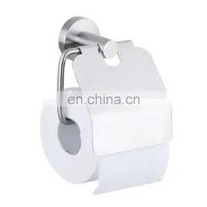 Wall Mount Toilet Paper Holder Stainless Steel Bathroom Tissue Holder With Mobile Phone Storage Shelf thumbnail-3