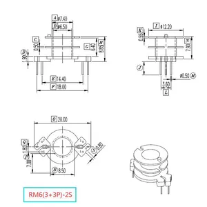 RM6-2S Vertical Bobbins, RM6-2S(3+3P) Bobbins, RM6-2S Vertical Transformer Bobbins. PM9820 Material, Fast Delivery Time. thumbnail-2
