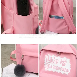 Women Letters Print Girls USB Charge Backpack Cheap Luggage & Bags thumbnail-5