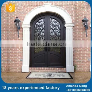 Top Quality Newest Wood Main Door With Wrought Iron Grill Design thumbnail-4