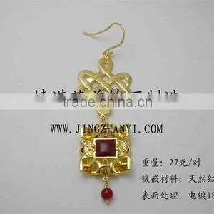 Copper/brass Garnet Earrings (Custom Design) thumbnail-1
