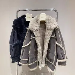 New Imported Rabbit Fur One-piece Coat for Women, Mid-length Winter Korean Version, Loose and Slimming Fur Coat thumbnail-1