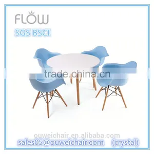 High Quality Classic Bright Colored Dining Plastic Chair With Armrest thumbnail-3