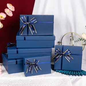 Luxury Blue Durable Gift Box With Lid Packaging thumbnail-2