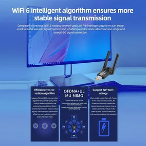 WiFi 6 USB Adapter Bluetooth 5.4 Dual Band 2.4G 5G Antennas WiFi6 USB Network Receiver Dongle Driver Free Win 10/11 For PC thumbnail-4
