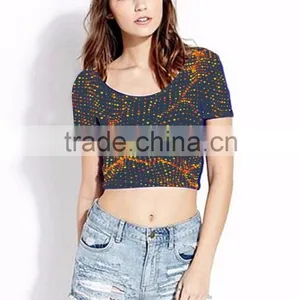 (Trade Assurance)Young Aloud SHORT SLEEVES CROP TOP thumbnail-4