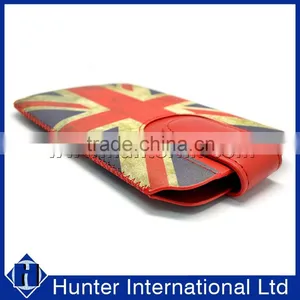 UK Flag Design Genuine Leather Flap Universal Pull Up Pouch thumbnail-4