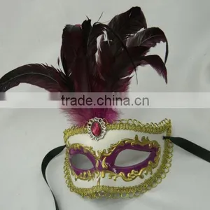 Glitter Powder /hand Painting/new Design/ornament Golden /plastic/feater Party Mask thumbnail-1