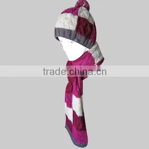 2014 Fashion Female Gender Acrylic Knitting Handmade Hat and Scarf thumbnail-1