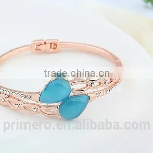 True Gold Plated Rhinestone Boutique Tear Droplets Opal Bracelet Bangles Women thumbnail-6
