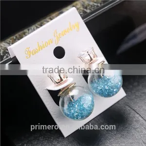 Brand Design Jewelry Thick Glass Beads Double Pearl Stud Earring thumbnail-3